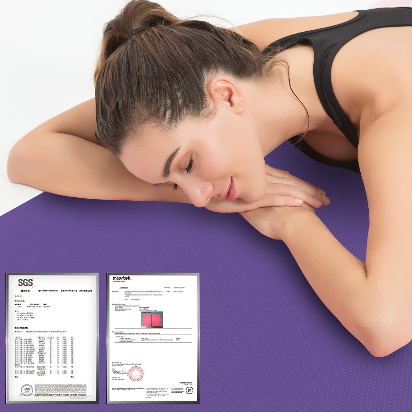 Hatha Yoga Thick TPE Yoga Mat 72"x 27"x1/3 inch Non Slip Eco Friendly Exercise Mat for Yoga Pilates & Floor Workouts (purple)