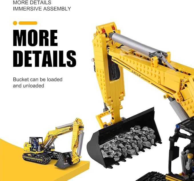 Mould King 13112 RC Excavator Building Set 1830 Pieces Building Blocks APP Remote Control Truck Construction Vehicles Model with Motor STEM Engineering Toys for Adult