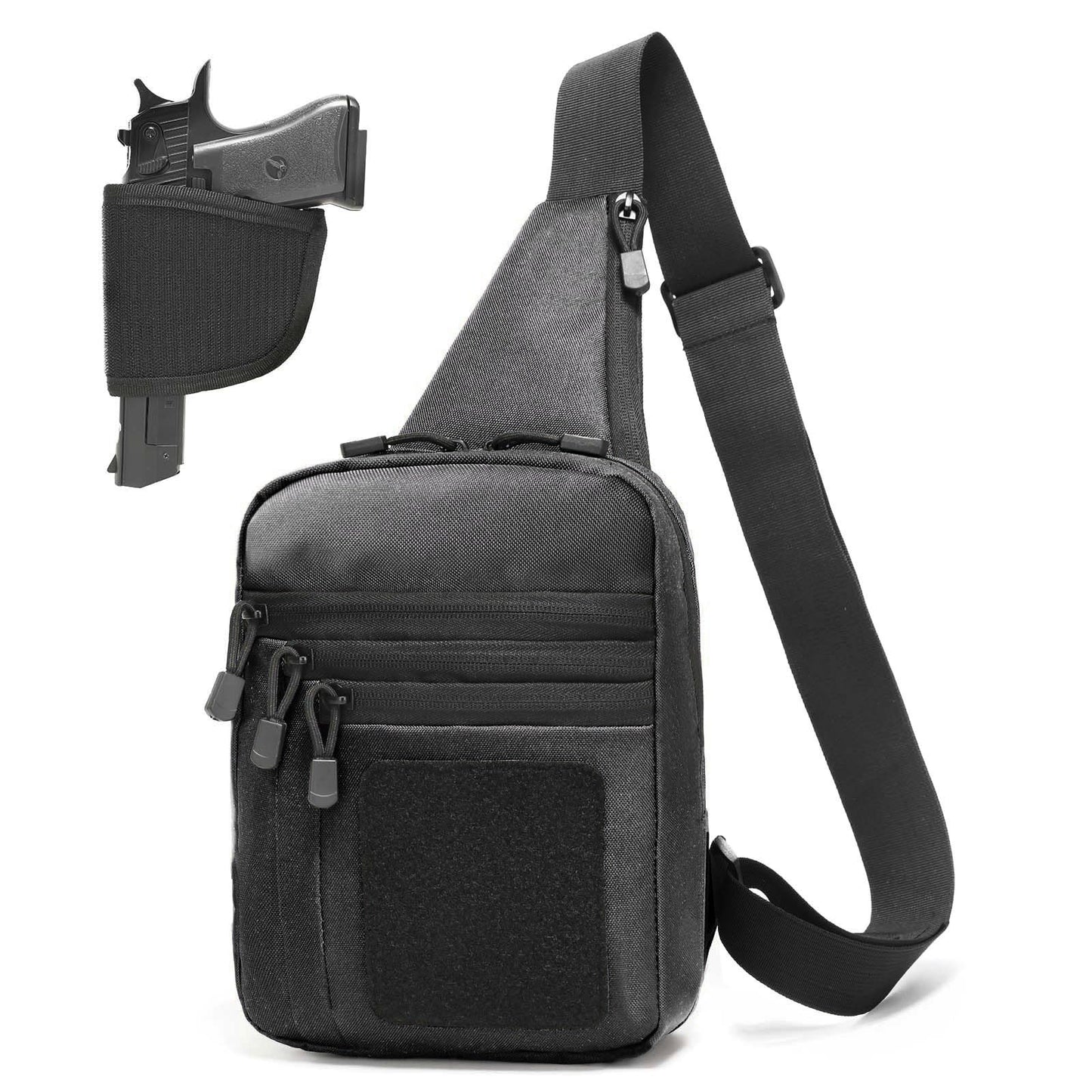 VTACOUTV Concealed Carry Gun Bag for Men & Women, Sling Pistol Bag for Handguns CCW Shoulder Bag Tactical Crossbody Chest Pack Range Bags with Holster (Black)