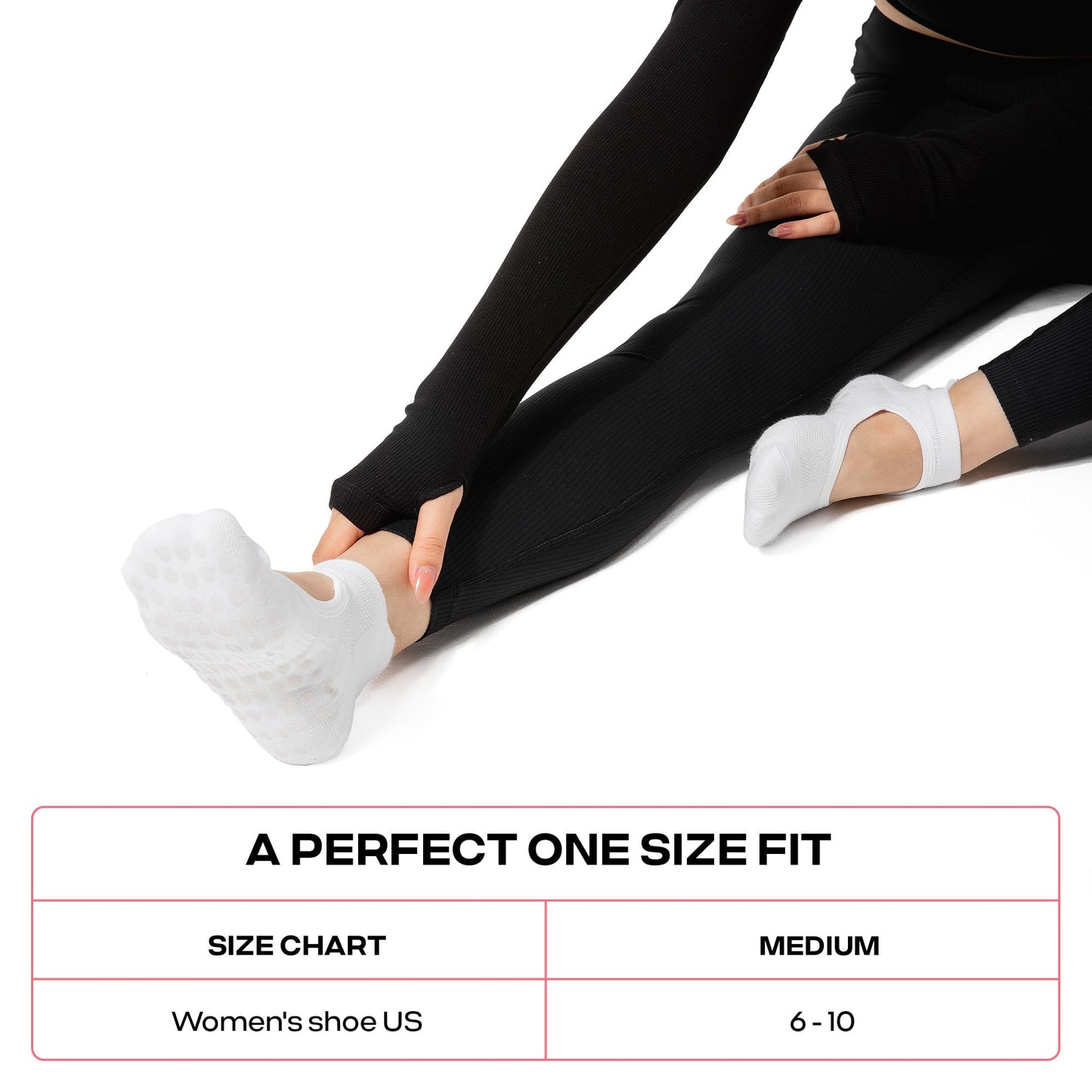 CoolMate Pilates Socks with Grips for Women, Yoga Socks, Crew Non Slip Women for Workout, Barre, Pilates Gifts
