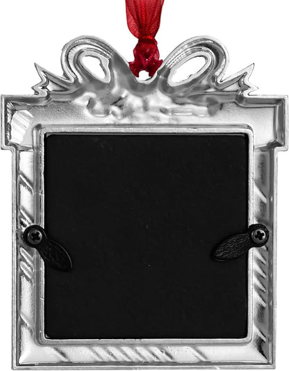 2025 Christmas Tree Ornaments Picture Frame Ornament- Made of Zinc Alloy Glitter Powder Pendant 2.5 Inch Picture Frame for Pet and Baby Holiday Keepsake Gift(Gift Bag,2025)