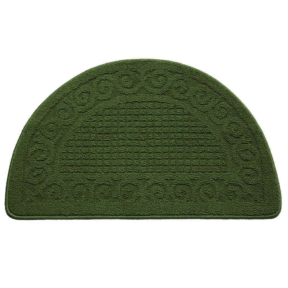 VANZAVANZU Kitchen Rugs, 31"x19" Kitchen Mats, Half Moon Round Kitchen Rugs Carpet, Specialized in Ultra Anti Skid Absorbent and Machine Washable for Kitchen Doorway Floors Accessories (Dark Green)