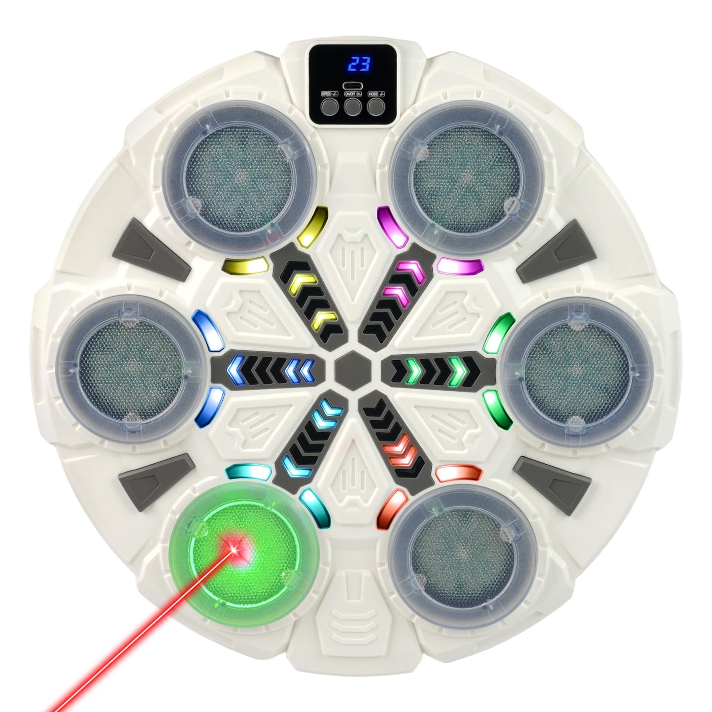 ZBULAR 6-in-1 Laser Dry Fire Training Targets with Smart Bluetooth Music, LED Display, Multi-Angle Training, Type-C Charging, Compatible with 9mm/22lr/223 Bullets Bore Sight