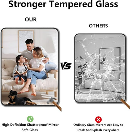 Koonmi Metal Framed Bathroom Mirror, 36"X48" Anti-Rust Bathroom Vanity Mirror, High-Definition Tempered Glass Bathroom Mirrors for Over Sink, Modern Decorative Wall Mirror for Restroom