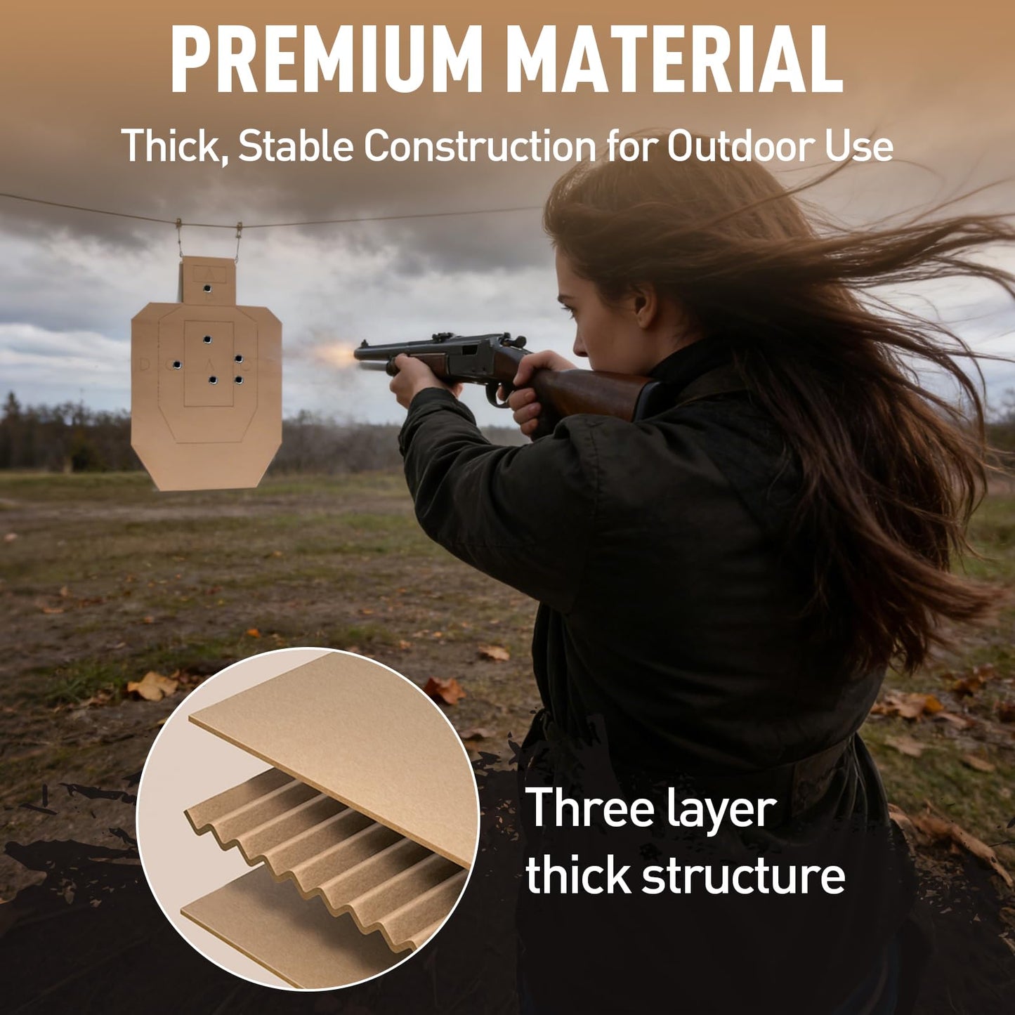 25 Pack Thick Shooting Targets Includes 1000PCS Target Pasters, 30x 18 Inch Durable Cardboard Target for Shooting Range, Silhouette Targets Cardboard for Shooting Practice Self-Defense Training