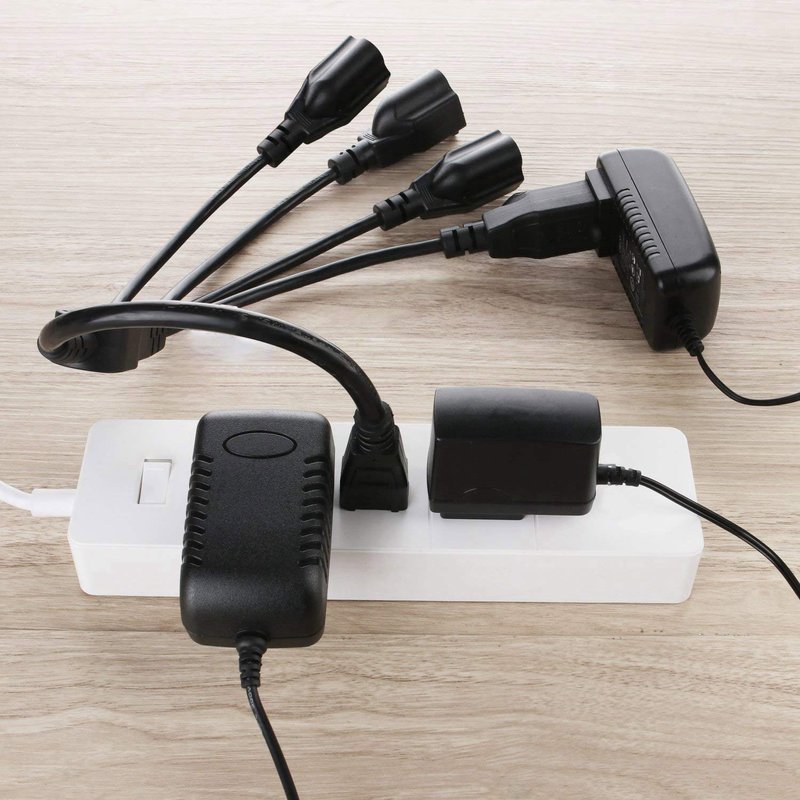 3 Prong 1-to-4 Power Cord Splitter, 20 Inch 4 Outlet Extension Cord Splitter, Y Style 4 Way Power Cable, Heavy Duty Indoor or Outdoor Cable Outlet Protector 16AWG (Black)