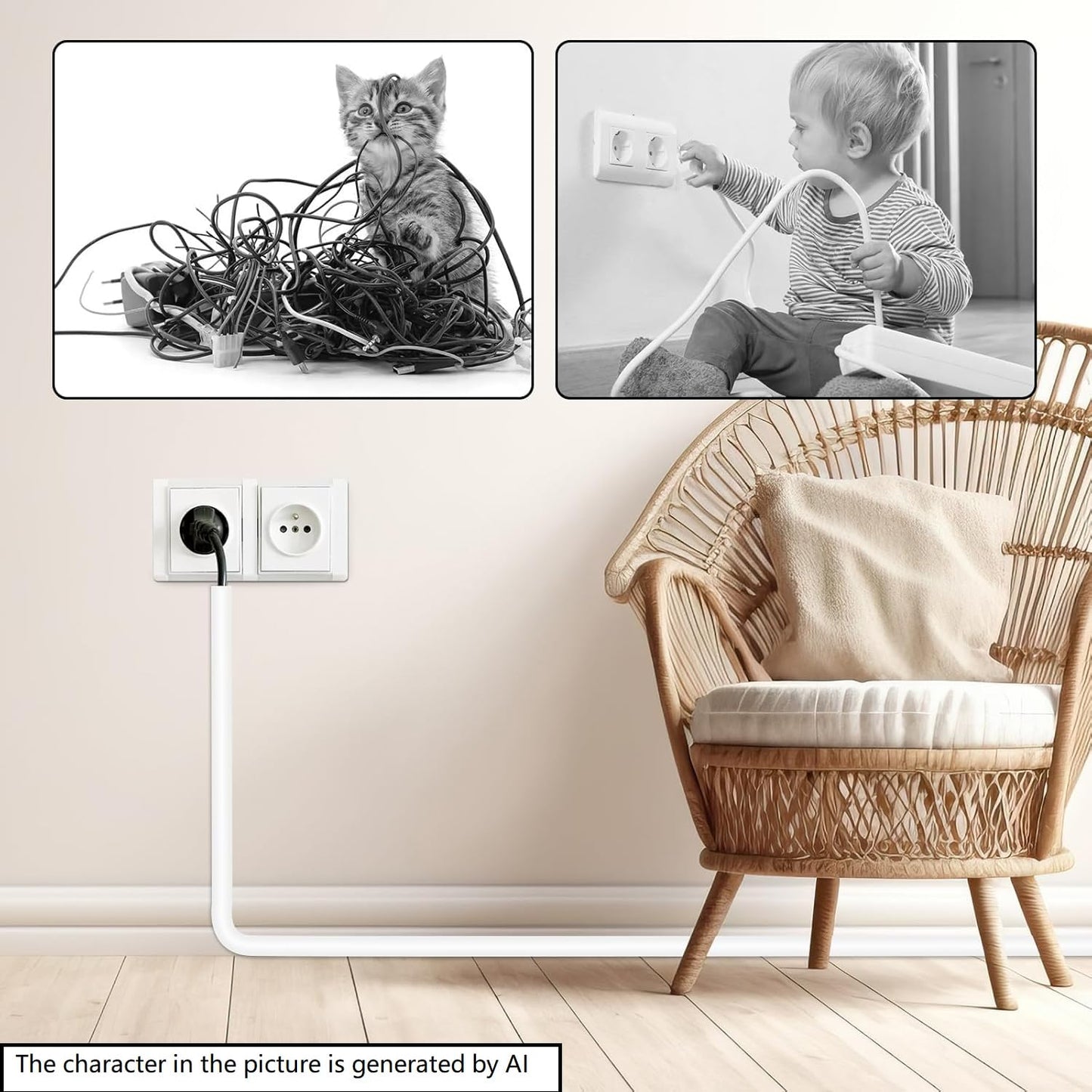 Self-Adhesive Cable Hider, Flexible Wire Cover Cable Raceway for Wires, Wall Mount TV, Home Audio, Network, Power, and Phone Line Managemen (Gray, 118inch)