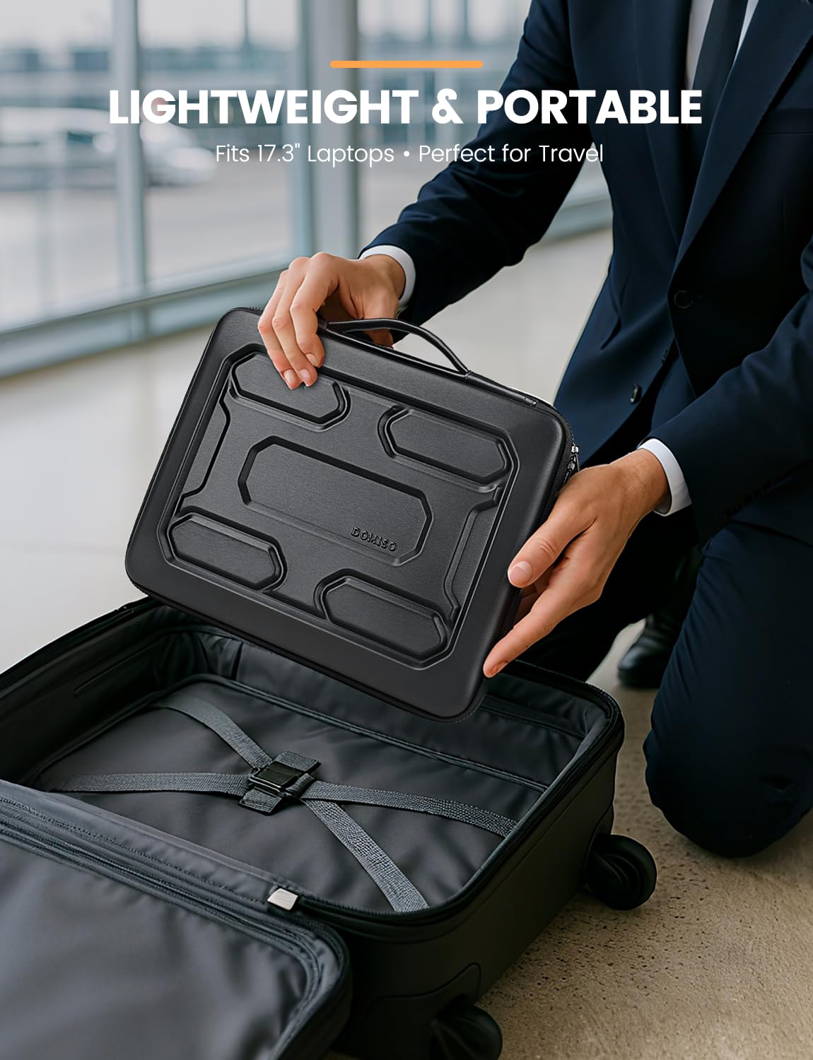 DOMISO 17 inch Laptop Sleeve with Handle Shockproof Computer Bag Waterproof EVA Protective Carrying Case for 17.3" MSI GS73VR Stealth Pro/HP Envy 17/LG Gram 17"/ROG Strix GL702VS, Black