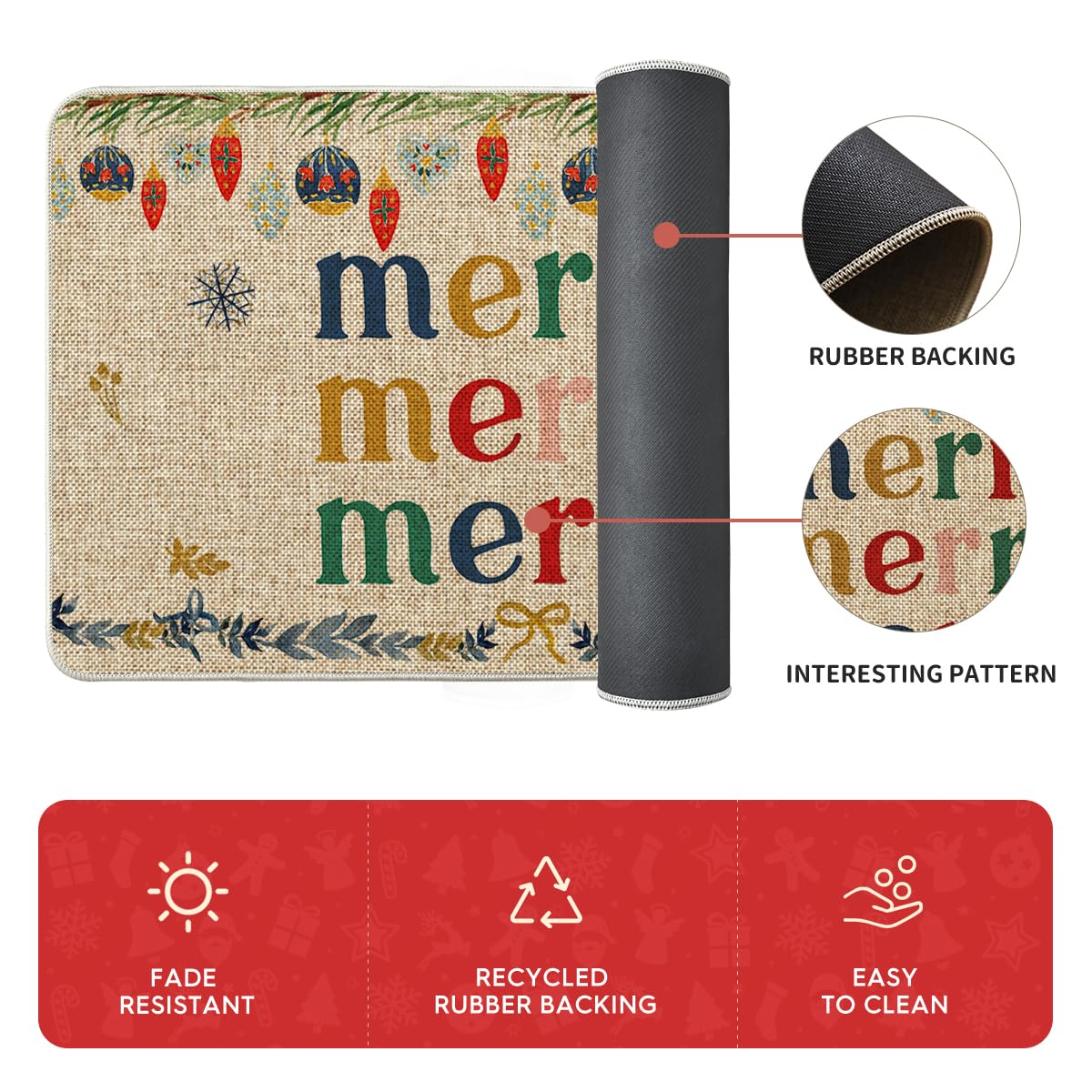 Artoid Mode Watercolor Nutcrackers Merry Christmas Decorative Kitchen Mats Set of 2, Home Party Low-Profile Kitchen Rugs - 17x29 and 17x47 Inch