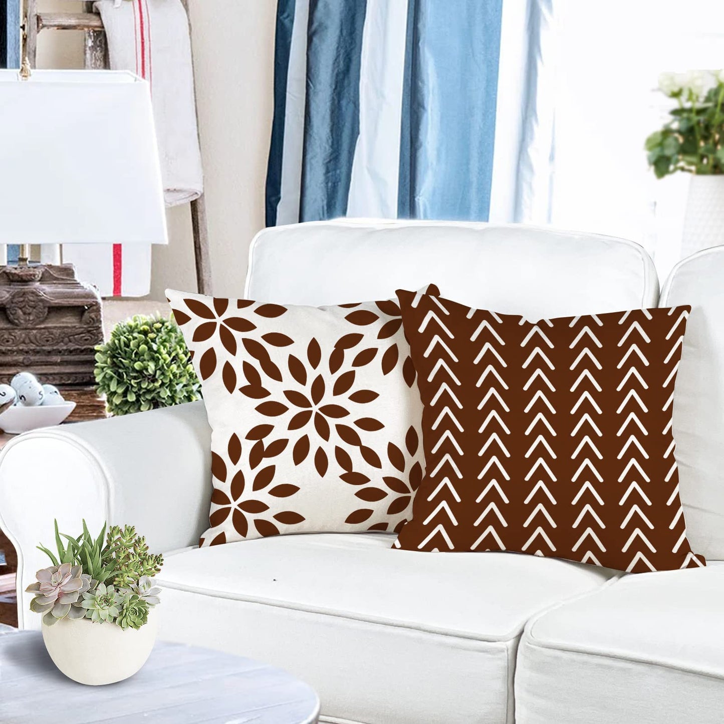 YCOLL Pillow Covers 18x18 Set of 4, Modern Sofa Throw Pillow Cover Decorative Linen Fabric Pillow Case for Couch Bed Car, Coffee