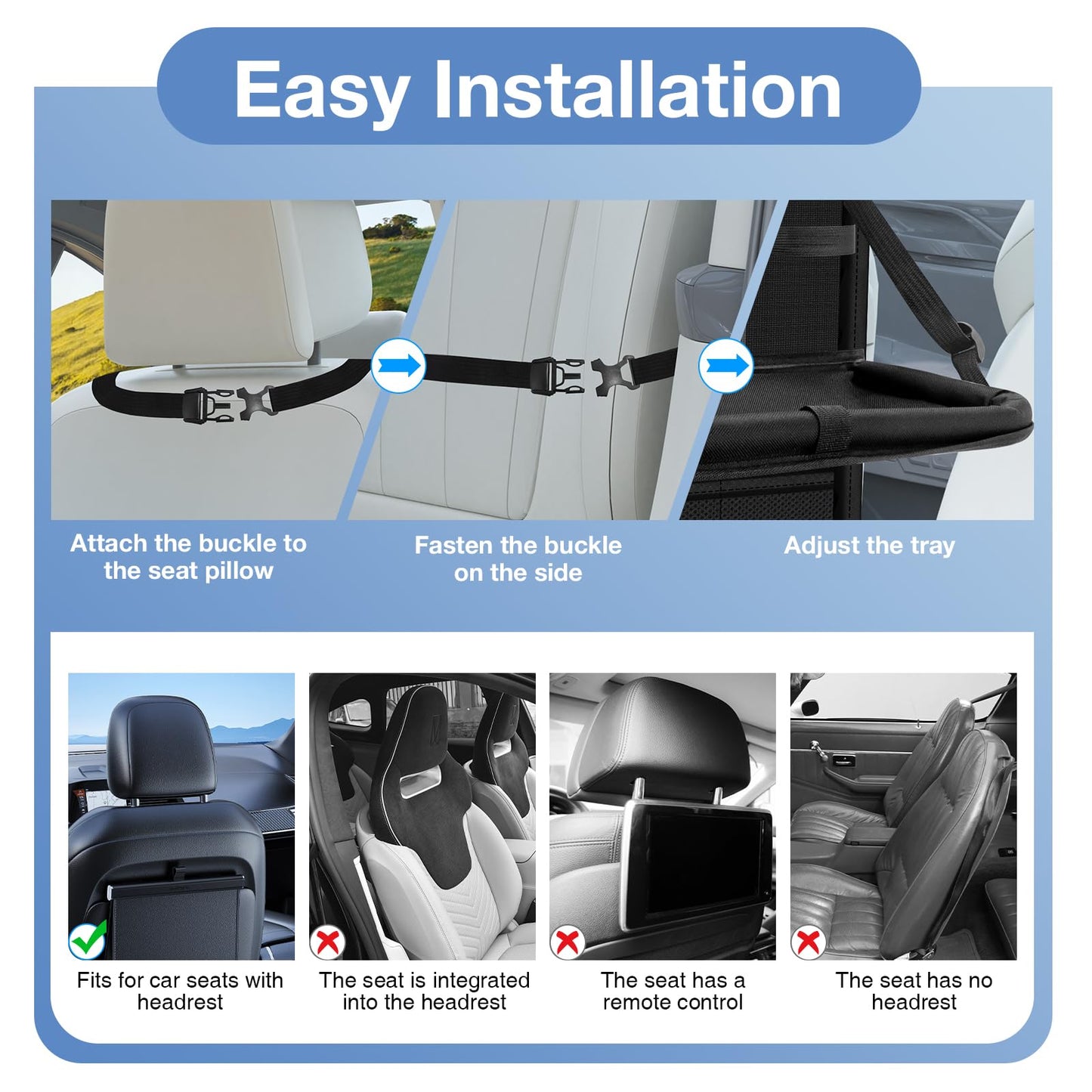Oneyus Car Backseat Organizer with Table Tray(2-Pack) 9 Storage Pockets Backseat Car Organizer and storage with Tablet Holder, Kick Mats Back Seat Cover for Kids family Road Trip Essentials Travel