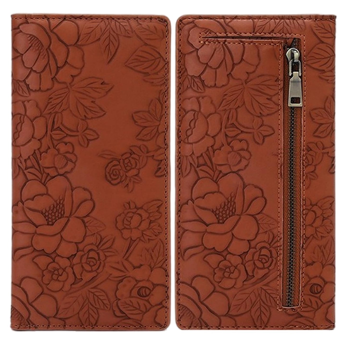 Bakurok Wallet Women Slim Thin RFID Blocking Bifold Floral Minimalist Vegan Leather Card Holder with Zipper Pocket ID Window