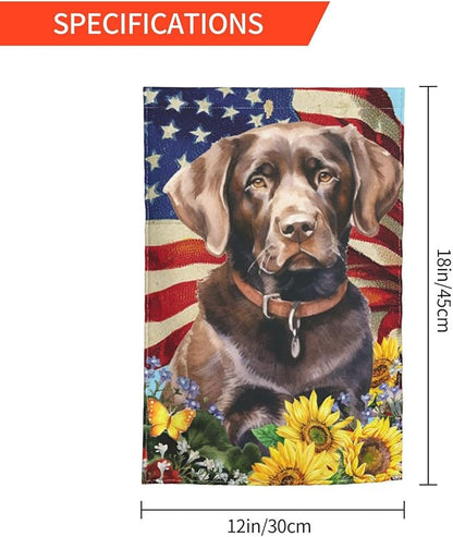 Labrador American Flag Patriotic Dog Garden Flag Welcome Party Outdoor Outside Decorations Picks Home House Garden Yard Decor 12x18 Inch