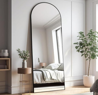 Arched Floor Mirror, 57 "x 20" Full Length Mirror Wall Mirrors Hanging or Leaning Arched-Top Full Body Mirrors with Stand for Bedroom, Dressing Room, Black