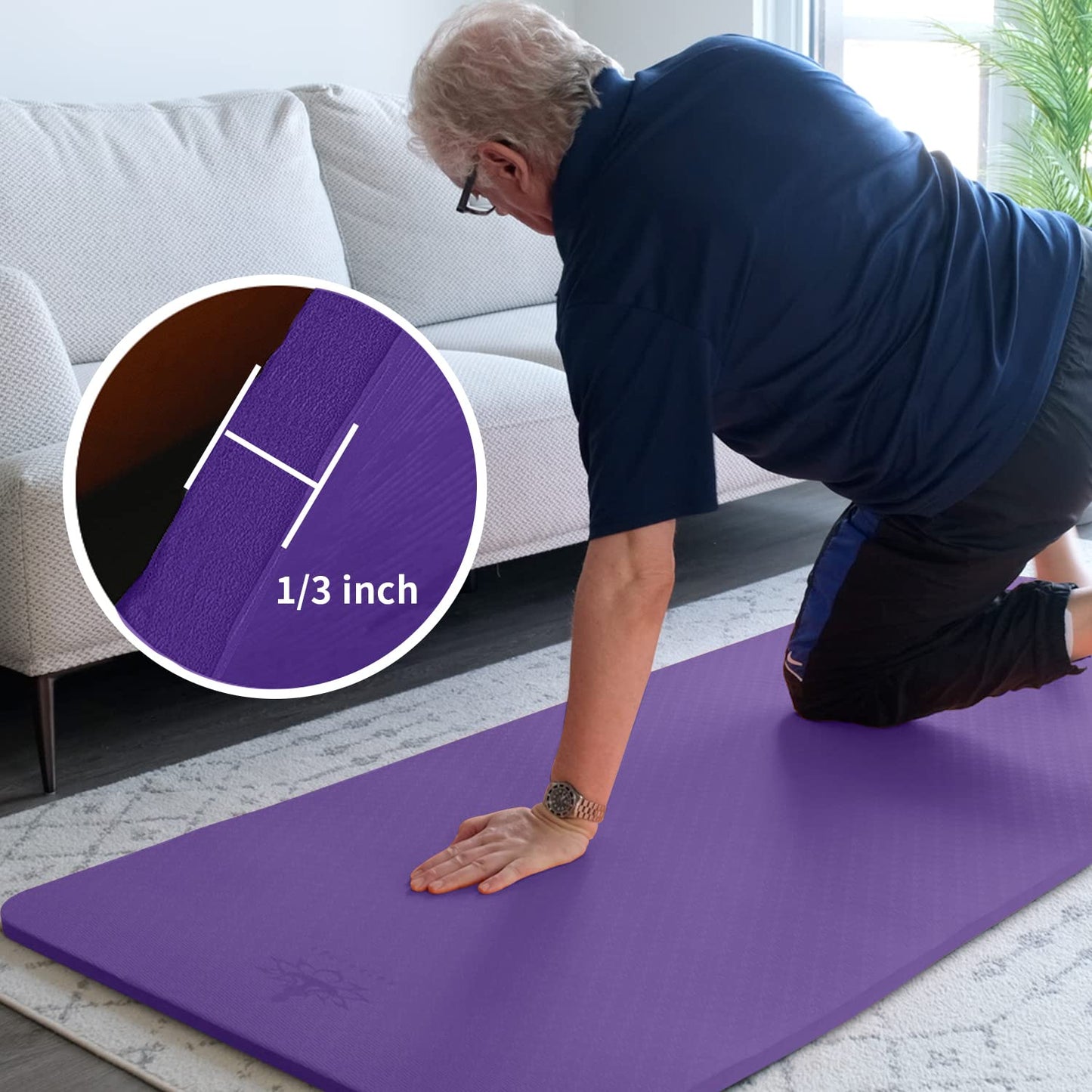 Hatha Yoga Thick TPE Yoga Mat 72"x 27"x1/3 inch Non Slip Eco Friendly Exercise Mat for Yoga Pilates & Floor Workouts (purple)