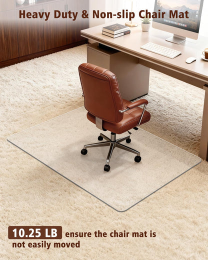 Soimeat Hard Frosted Office Chair Mat for High Pile Carpet and Hardwood Floor, 32" x 47.2" Anti-Slip Computer Rolling Chair Mat, Heavy Duty Chair Pad Under Desk Carpeted Floor Protector for Home, 1PCS