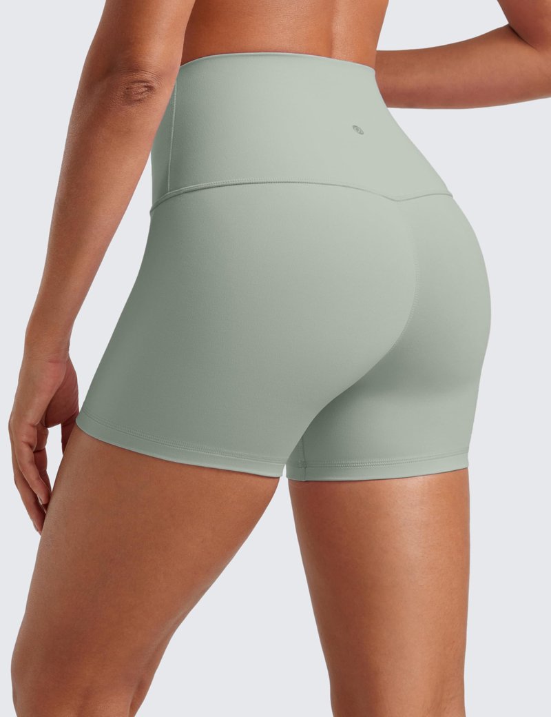 CRZ YOGA Butterluxe Biker Shorts 4'' - High Waisted Booty Workout Volleyball Yoga Womens Spandex Green Palm Court Medium