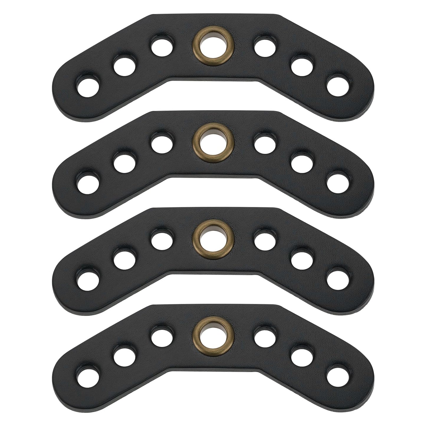 eMagTech 4Pcs Black Leather Bow Yoke Metal Grommet Bow Sling Strap Bracket Mount for DIY Compound Bow Wrist Sling (12x4.5x0.45cm)