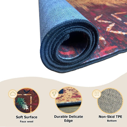 Southwestern Tribal Rug 3x5 – Rustic Western Aztec Area Carpet for Living Room, Bedroom or Cabin – Washable, Non-Slip, Fade-Resistant, Pet-Friendly, Earth Tone Floor Mat for Home Decor