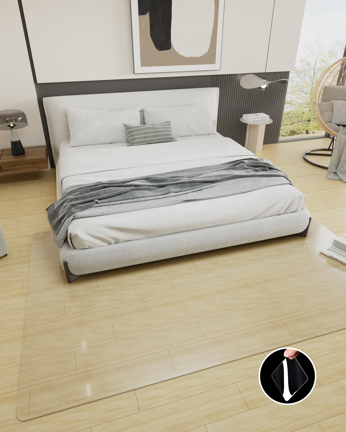 【16 Anti-Slip Stickers Included】 5'×7' Clear Vinyl Rugs for The Floor, Waterproof Vinyl Floor Mat, Plastic Floor Protector for Hardwood, Wipeable Clear Carpet Protector for Under Dining Table/Bedroom