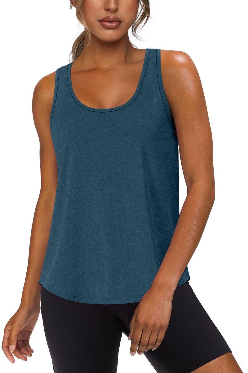 WIHOLL Sleeveless Tops for Women Trendy Casual Workout Tank Tops Breathable Quick Dry Athletic Gym Yoga Basic Tanks Summer Clothes Navy XL