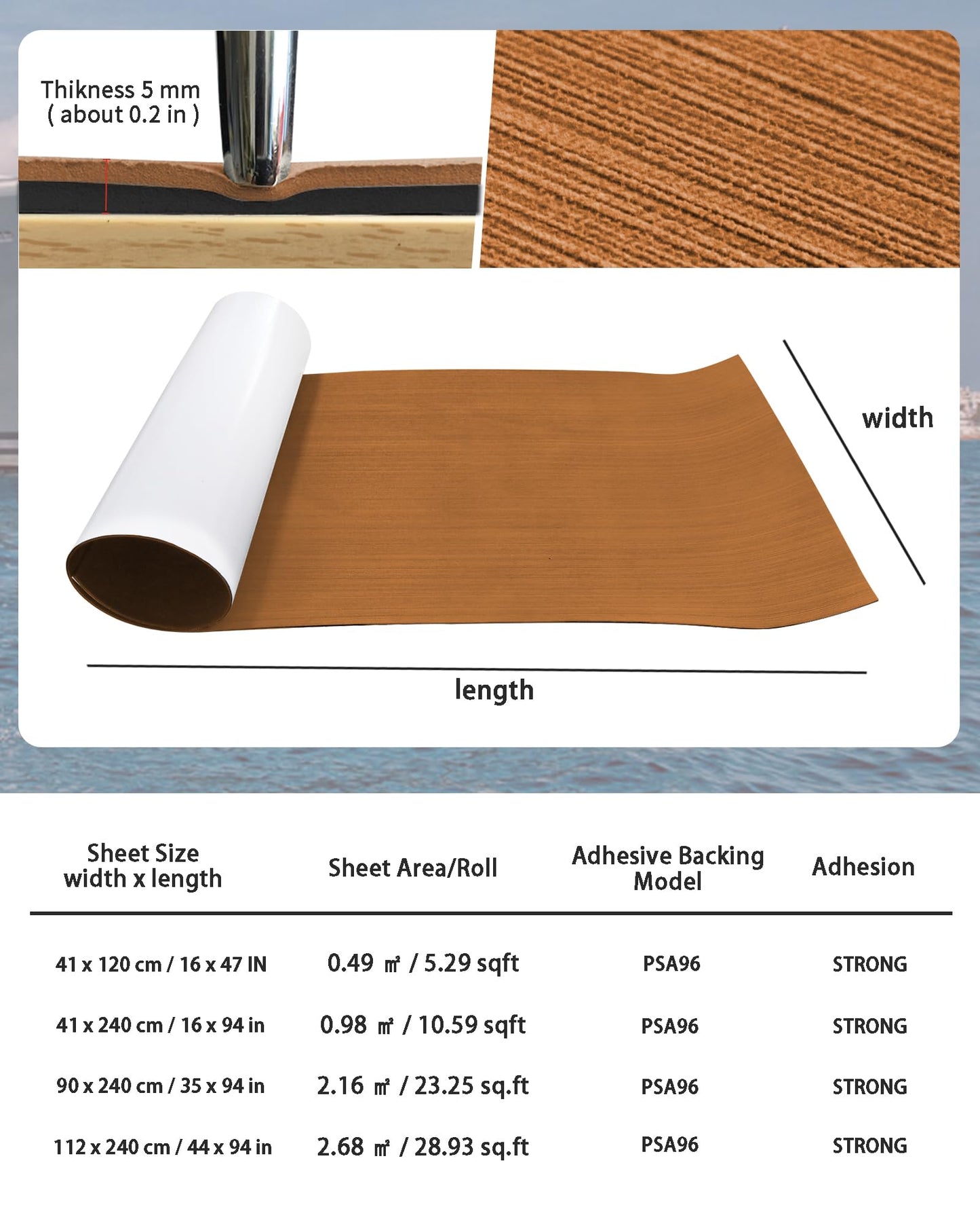 KXKZREN Boat Flooring EVA Foam Decking Sheet Mateials Non-Slip Marine Boat Deck Carpet Self-Adhesive Comfort Floor Mats for Boat Motorboat RV Yacht Kayak Cooler Top, 47" L x 16" W