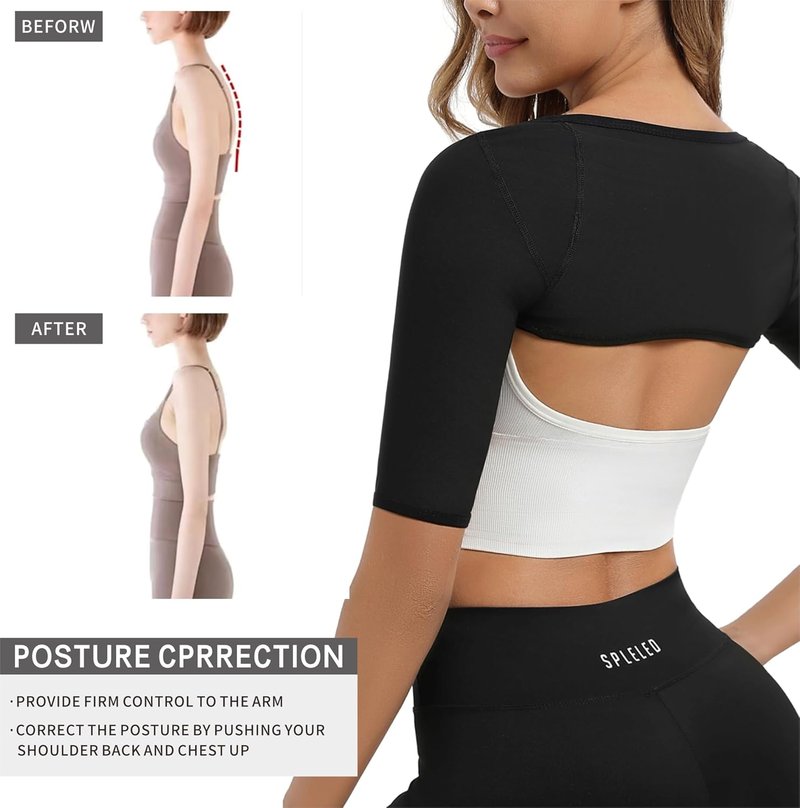 Women's Sauna Arm Slimming Sleeves - Sweat Compression Shaper Bands for Posture Support | Daily Workout Gear