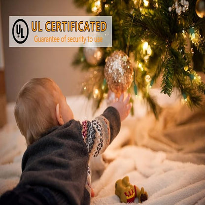 50ft 100 Counts Warm White Christmas Lights - White Christmas Lights Commercial Grade Outdoor Waterproof, Soft White Christmas Lights Indoor 5mm Wide Angle Green Wire, IP:65, UL