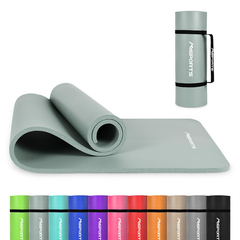 MSPORTS Thick Yoga Mat Premium Non Slip – Extra Comfortable Exercise Mat for Home Workouts, Pilates, Stretching & Gym – Cushioned NBR Foam, Yoga Mat with Strap, for Women & Men (Mint, 74.5 x 32 x 0.6 in)