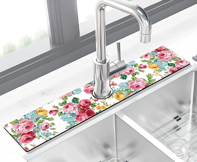 Kitchen Sink Splash Guard Faucet Mat -2 PC Super Absorbent Fast Drying Mat Sink