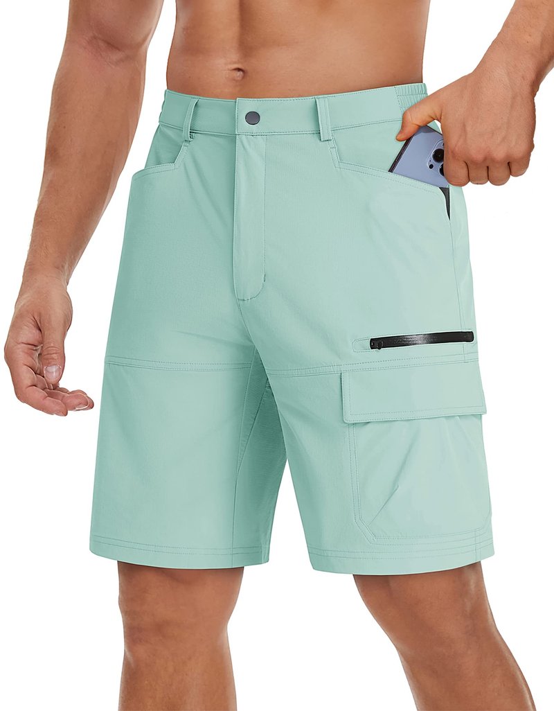 TACVASEN Mens Shorts 10" Dress Golf Outdoor Lightweight Quick Dry Summer Casual Fishing Travel Shorts with Zipper Pockets Lake Blue 32