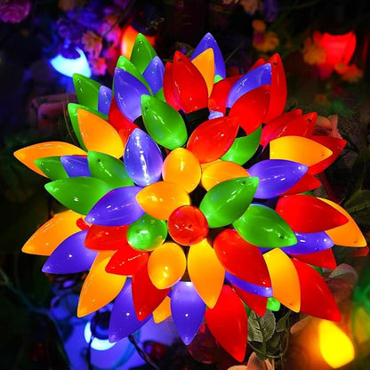 Couah C9 Christmas LED String Lights, 23 Ft LED Vintage Multicolor Lights with 35 LED C9 Colorful Light Bulbs, Outdoor String Lights for Christmas Party Backyard Wedding- Green Wire