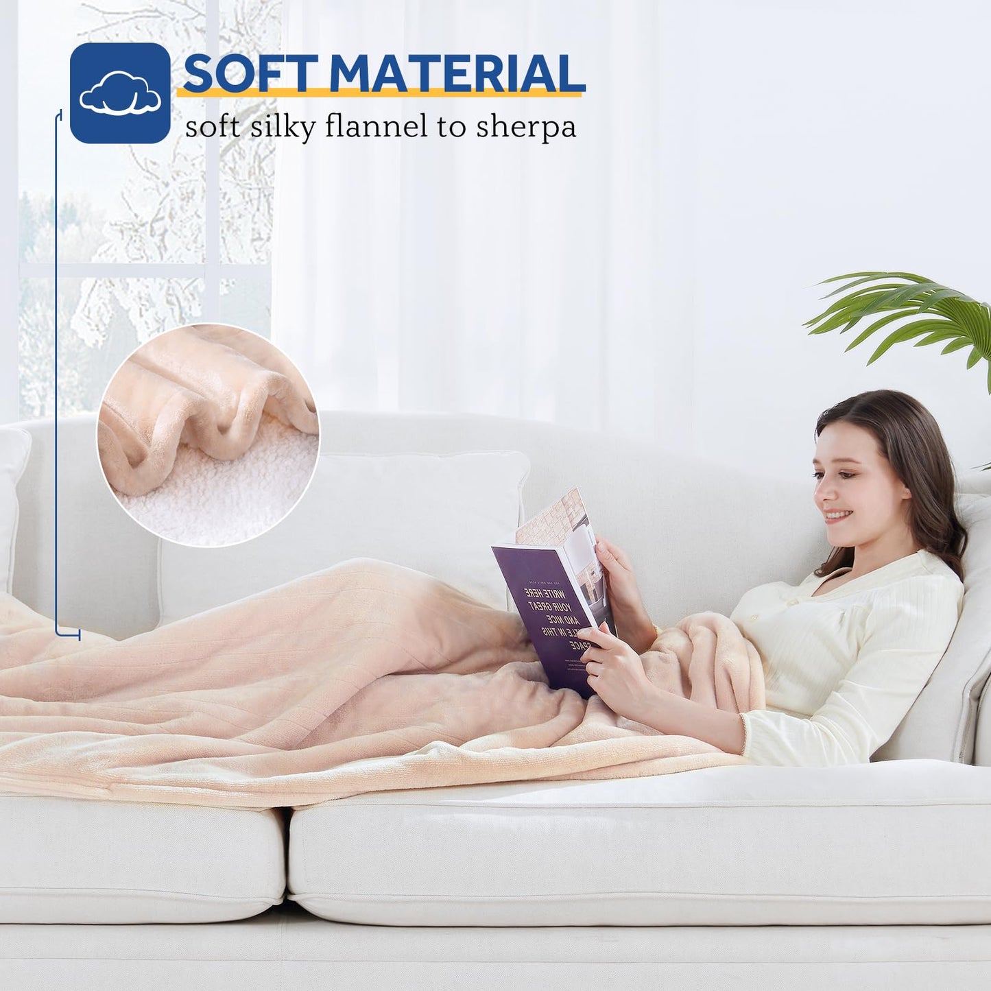 Sealy Electric Blanket with Foot Pocket for Adults, Flannel & Sherpa Heated Blanket Throw with 6 Heating Levels & 2-10 Hours Auto Shut Off, Fast Heating & Machine Washable, 50x62 Inch, Dark Grey