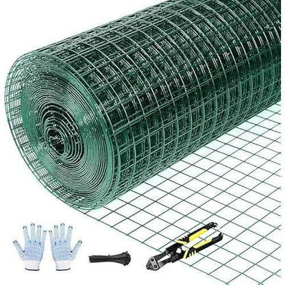 Tongmo 48" x 50' Green Chicken Wire Fencing, 19 Gauge Green Wire Fence, 1"x1" Mesh Size Metal Welded Wire Garden Fence Roll, Poultry Netting for Rabbit/Duck/Chicken