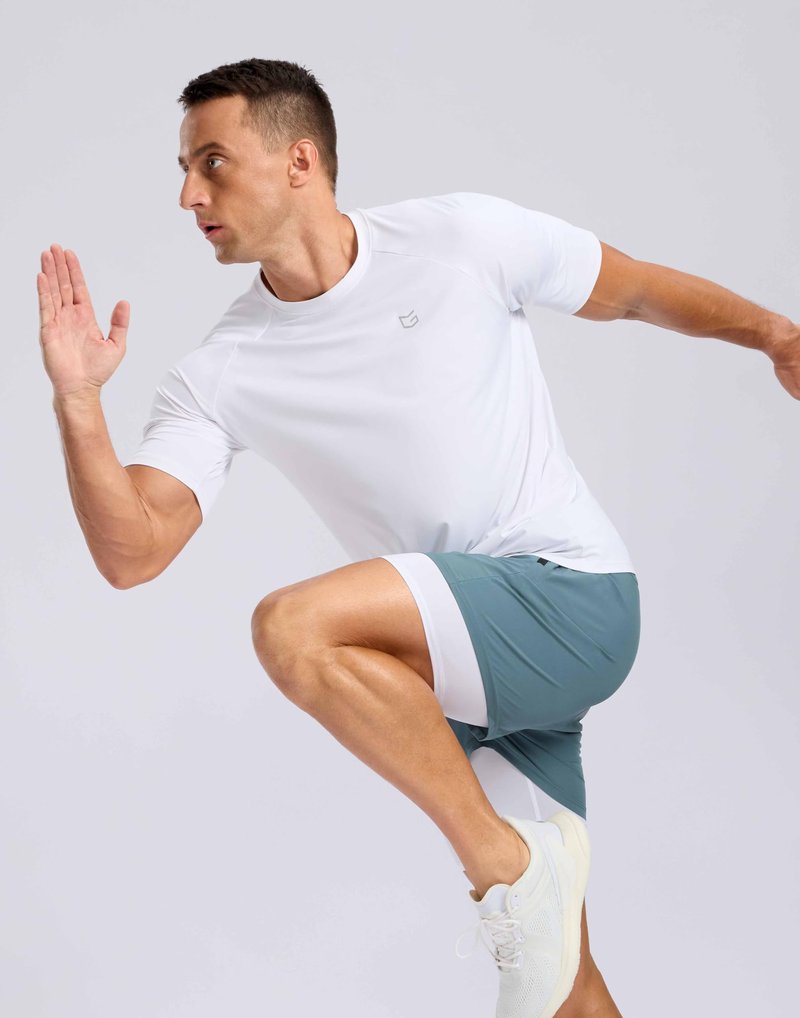 G Gradual Men's Athletic Workout T-Shirts Moisture Wicking Cooling Running Shirts Short Sleeve Performance Tee for Gym Tennis(White,S)