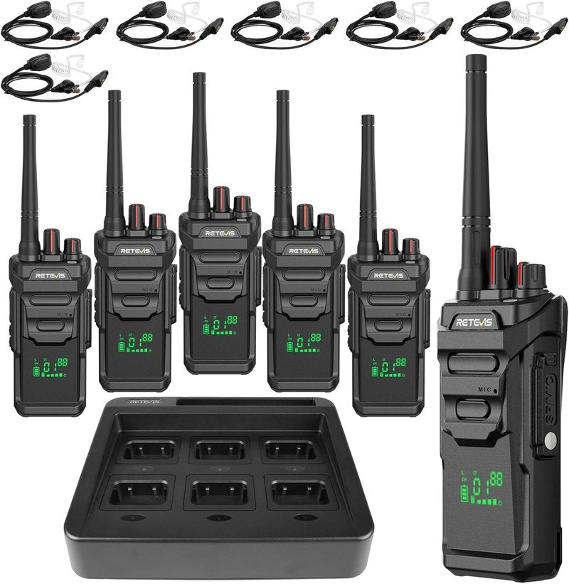 Retevis RT48H Waterproof Walkie Talkies - Rugged Long Range 2-Way Radio with Earpiece | 6-Pack