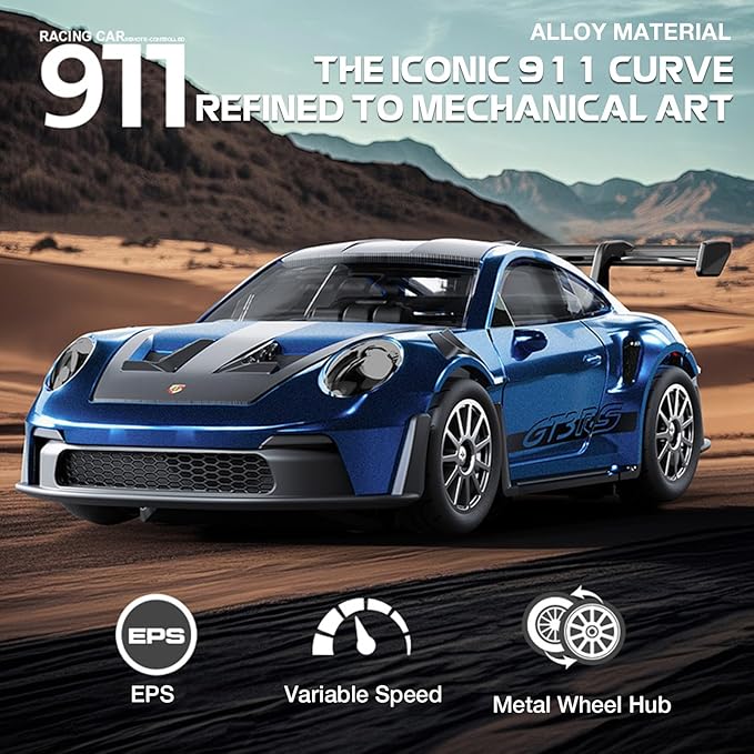 1/43 Scale RC Drift Car Mini 911 RC Model Car 2.4GHz 4WD RC Alloy Vehicles with Gyro &amp LED Lights for Adults Hobby Toys (Gray)