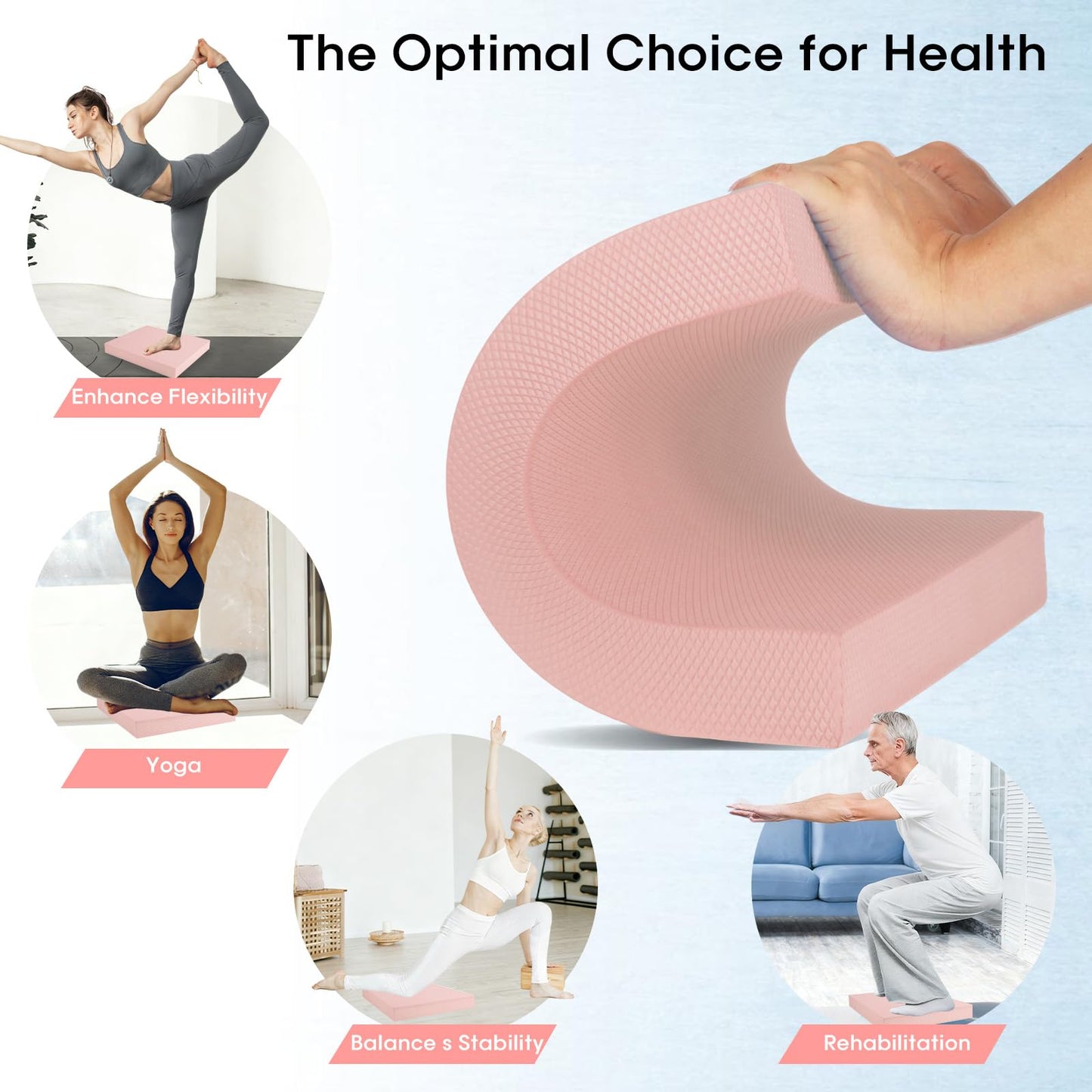 MBKHFLL Exercise Balance Pad，Balance Foam Mat for Physical Therapy Equipment & Strength Stability Training, Slip Resistant Foam Mat for Yoga, Pilates, Meditation，Gardening knee pads (Pink)