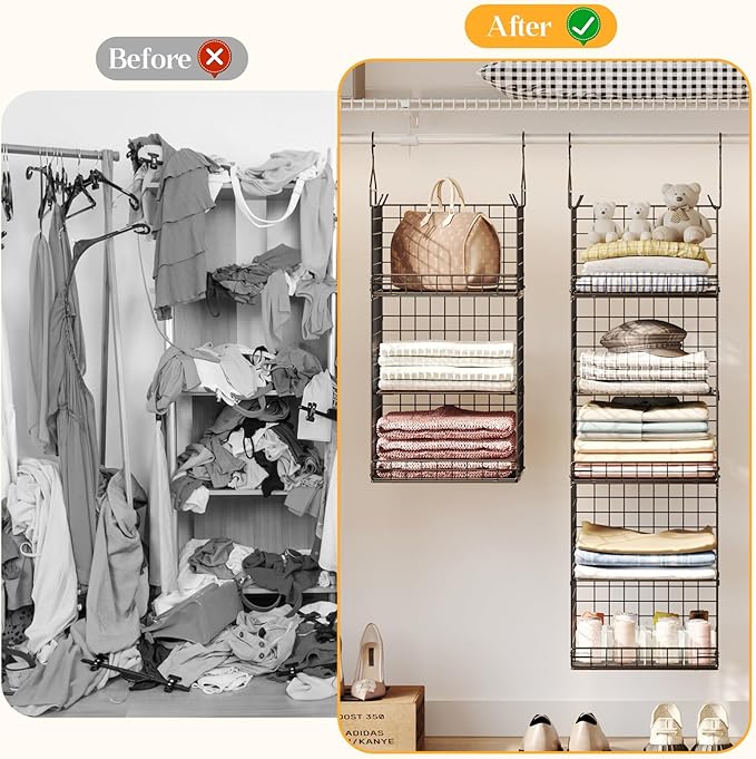 5 Tier Closet Hanging Organizer and Storage Separable Hanging Closet Shelves