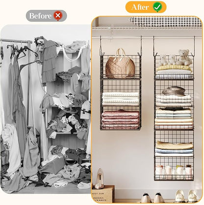 5 Tier Closet Hanging Organizer and Storage Separable Hanging Closet Shelves