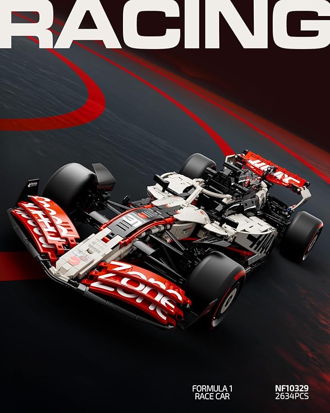 Nifeliz V25 F1 Racing Car Model Set 1:8 Scale Car Building Set for Adults Collectible and Display Gift for Racing Fans (2634 PCS NF10329)