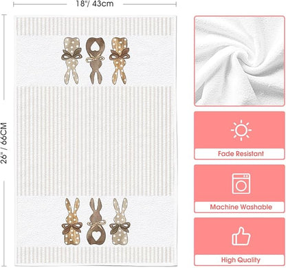 Artoid Mode Stripe Rabbit Bunny Eggs Easter Kitchen Towels Dish Towels