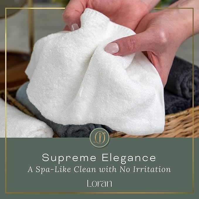 White Washcloths Set of 6 Soft Facial Cloths 10” x 10” 100% Viscose Derived
