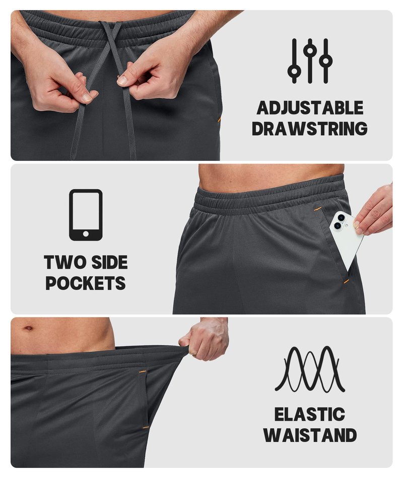 Little Beauty 5 Pack Mens Athletic Gym Shorts with Pockets Fast Dry Basketball Running Workout Shorts Navy/Dark Grey*2/Black*2, XL