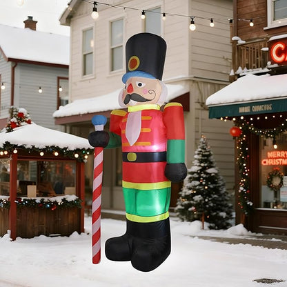 yofit 8 FT Christmas Inflatable Nutcracker Soldier Outdoor Decorations, Blow Up Decorations Santa Soldier with LED Lights for Yard Lawn Garden Holiday Party