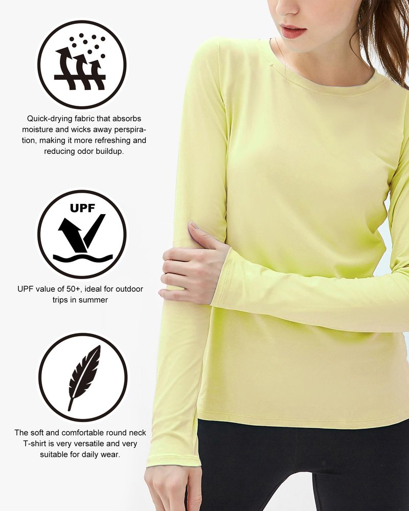isnowood Womens Long Sleeve Rash Guard, UV UPF 50+ Sun Protection Shirts, Quick Dry Lightweight Tops for Swimming Workout Hiking Running Bud Green