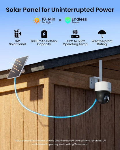 REOLINK 2K 4G LTE Cellular Security Camera Wireless Outdoor, Built-in SIM Card, 360° Pan-Tilt & Auto Tacking, No WiFi Solar Powered, Color Night Vision, Smart AI Detection, Go PT S Lite+Solar Panel