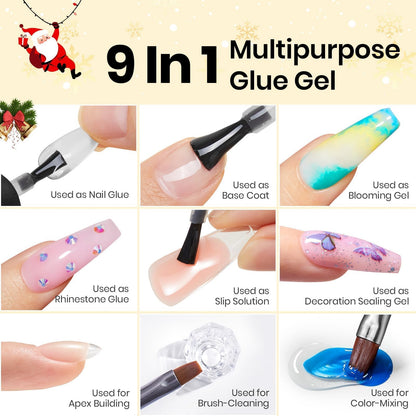 Beetles Gel Nail Kit Short Almond with Nail Dehydrator and Primer, 576Pcs Half Matte Etch-X Gel Nail Tips Solid Nail Glue Mini Nail Lamp Acrylic Nail Tips Easy DIY Nail Extension Set Gift for Women