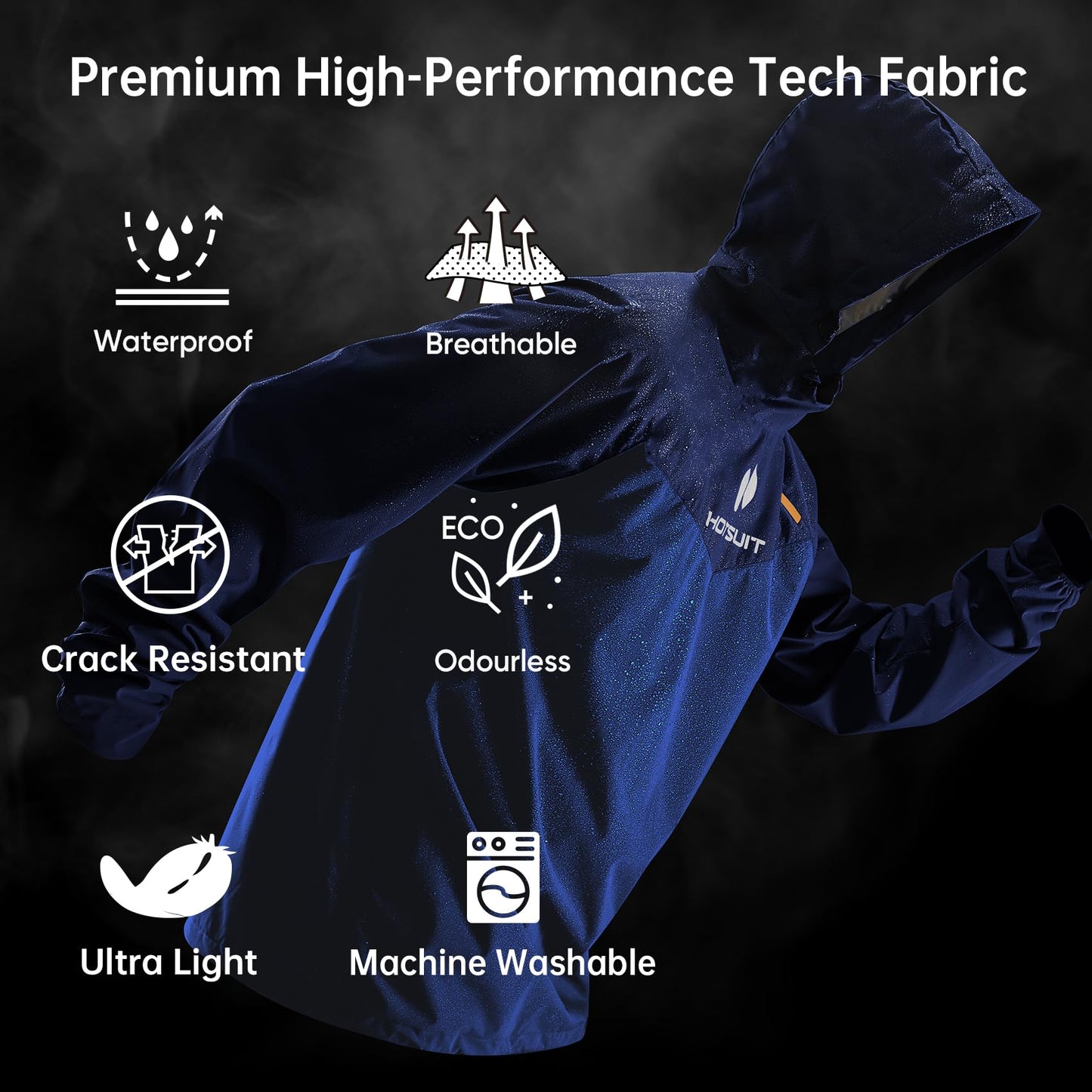 HOTSUIT Sauna Suit for Men Sweat Sauna Jacket Pant Gym Workout Sweat Suits, Navy, 3XL