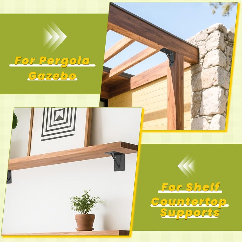 Metal Corner Brackets - 8 Pcs Right Angle Brackets for Shelf & Furniture Reinforcement | 6"x 6"x 5" L Shape